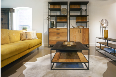 STEEL Coffee Table met 2 lades 120 x 75 x 40 cm