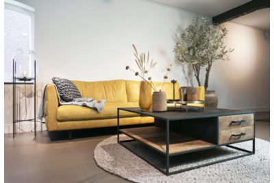 STEEL Coffee Table met 2 lades 100 x 100 x 40 cm