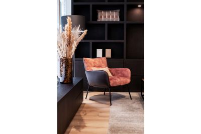 Tulp fauteuil leer/stofcombinatie