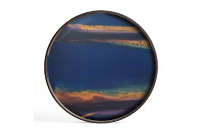 ETHNICRAFT ORGANIC TRAY - GLASS - INDIGO - 48x48x4