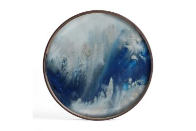 ETHNICRAFT ORGANIC TRAY- GLASS- BLUE MIST- 48x48x4