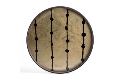 ETHNICRAFT GOLD LEAF DOTS TRAY - GLASS - 48x48x4