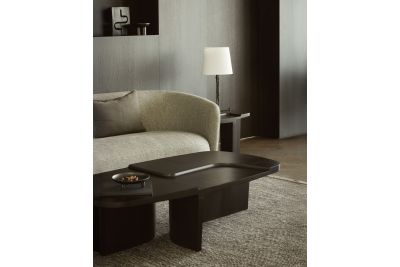 BRUTALIST COFFEE TABLE - VARNISHED MAHOGANY 