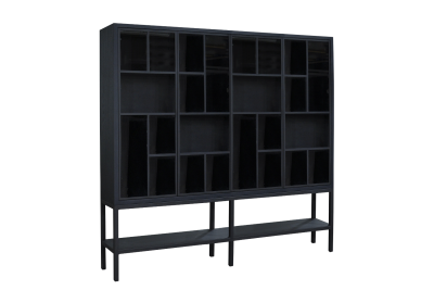 Design Dune Glaskast met zwart stalen onderstel