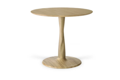 Torsion dining table varnished oak round low 