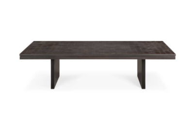 Grooves coffee table - varnished teak - off black