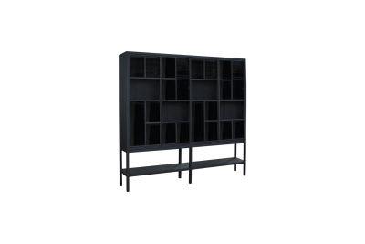 Glaskast eiken rustiek STOER 4drs metaal versprongen/ metalen frame  230x 241x40 EGK139