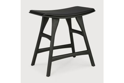 OSSO STOOL - VARNISHED OAK - BLACK - BLACK LEATHER