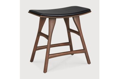 OSSO STOOL - VARNISHED OAK - BROWN - BLACK LEATHER