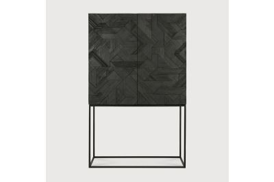 GRAPHIC CUPBOARD - VARNISHED TEAK - BLACK - 2 DOOR