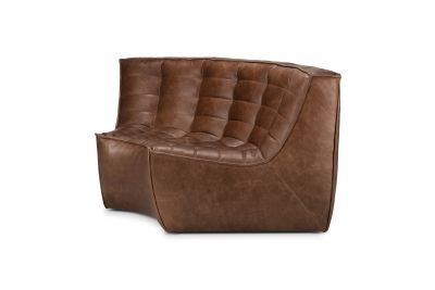 N701 MODULAR SOFA - CHESTNUT LEATHER - 90° ROUND CORNER 120 X 120 X 76 20293