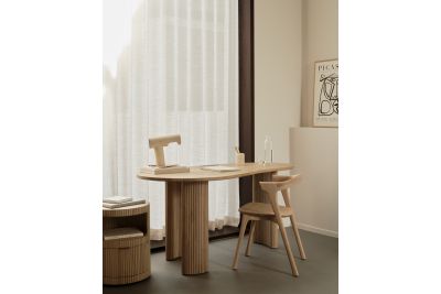 BOOMERANG DESK - VARNISHED OAK - PEBBLE SHAPE 160 