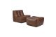 N701 FOOTSTOOL - CHESTNUT LEATHER 70 X 70 X 43 20294