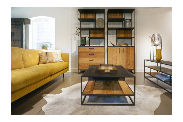 STEEL Coffee Table met 2 lades 120 x 75 x 40 cm