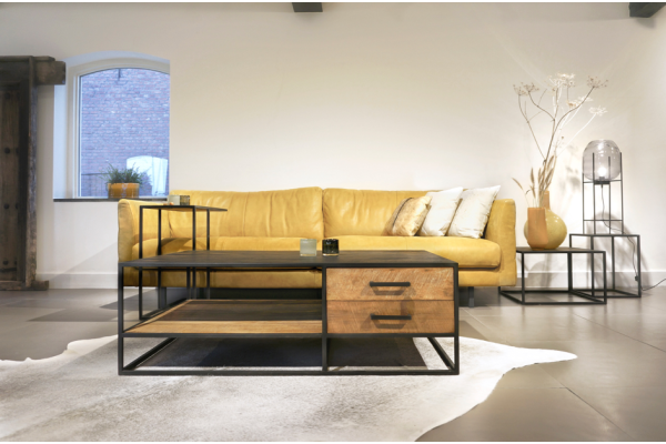 STEEL Coffee Table met 2 lades 120 x 75 x 40 cm