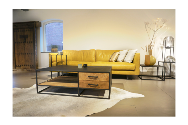 STEEL Coffee Table met 2 lades 120 x 75 x 40 cm
