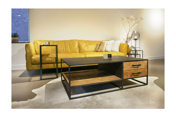 STEEL Coffee Table met 2 lades 120 x 75 x 40 cm