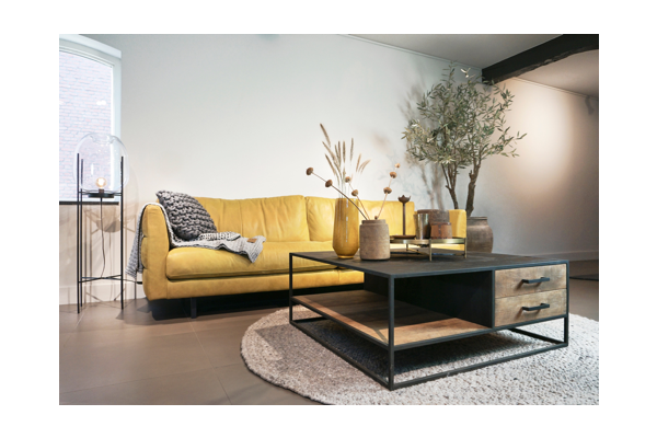 STEEL Coffee Table met 2 lades 100 x 100 x 40 cm