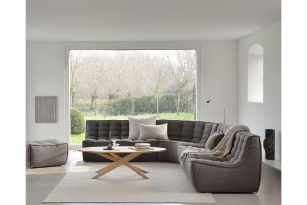  ETHNICRAFT N701 SOFA-ROUND CORNER-DARK GREY 120