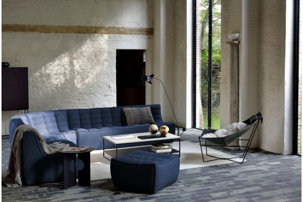 ETHNICRAFT N701 SOFA-FOOTSTOOL-BLUE 70x70x43