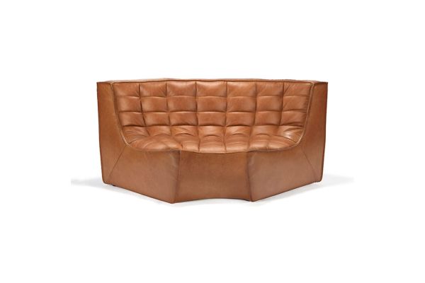 ETHNICRAFT N701 SOFA-ROUND CORNER-OLD SADDLE 120