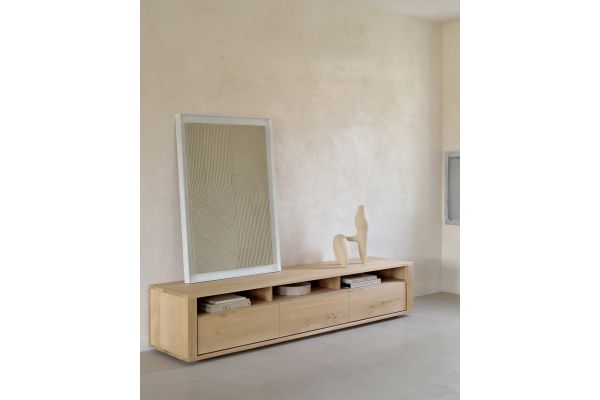 ETHNICRAFT OAK SHADOW TV CUPBOARD-3 DRAWERS 210