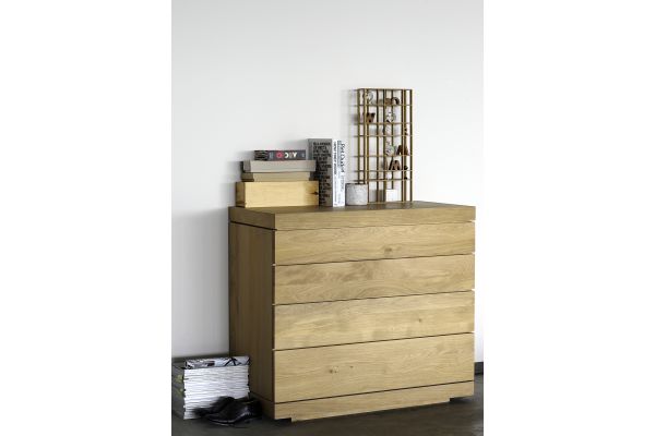 ETHNICRAFT OAK BURGER CHEST OF DRAWERS-4 DRAWERS 