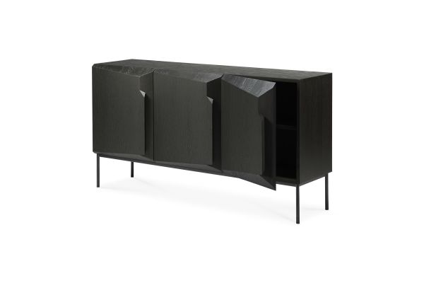 ETHNICRAFT BLACK OAK STAIRS SIDEBOARD-3 DOORS 150