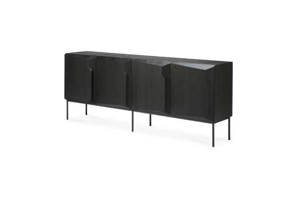 ETHNICRAFT BLACK OAK STAIRS SIDEBOARD-4 DOORS 200