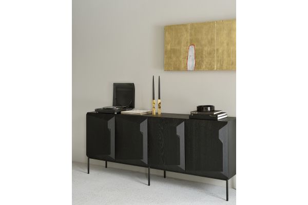 ETHNICRAFT BLACK OAK STAIRS SIDEBOARD-4 DOORS 200
