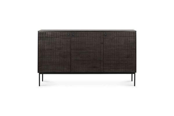 ETHNICRAFT DARK TEAK GROOVES SIDEBOARD-3 DOORS 