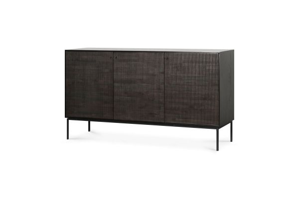 ETHNICRAFT DARK TEAK GROOVES SIDEBOARD-3 DOORS 