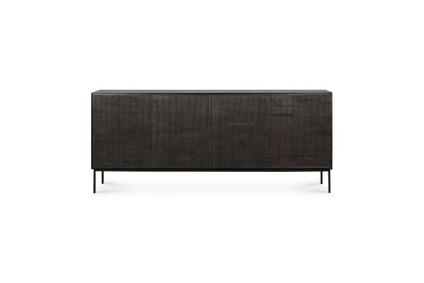 ETHNICRAFT DARK TEAK GROOVES SIDEBOARD-4 DOORS 