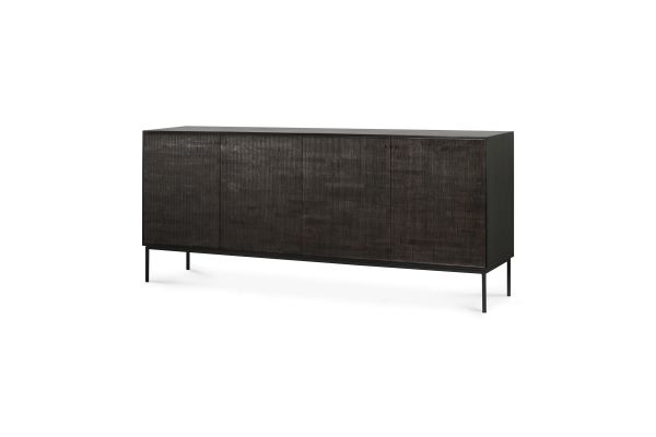 ETHNICRAFT DARK TEAK GROOVES SIDEBOARD-4 DOORS 