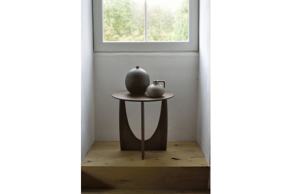 ETHNICRAFT TEAK BROWN GEOMETRIC SIDE TABLE 51x51