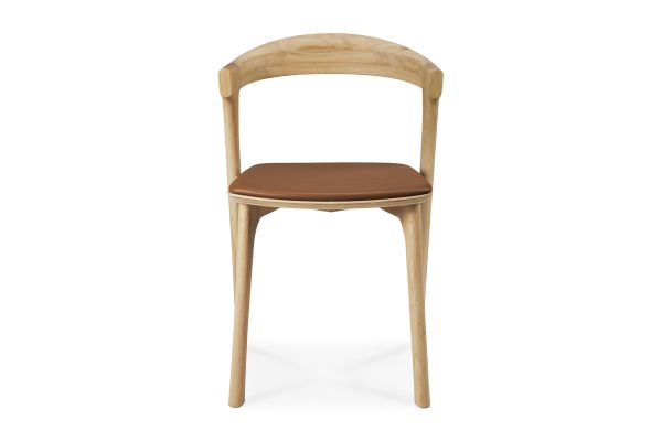 ETHNICRAFT OAK BOK DINING CHAIR - COGNAC LEATHER