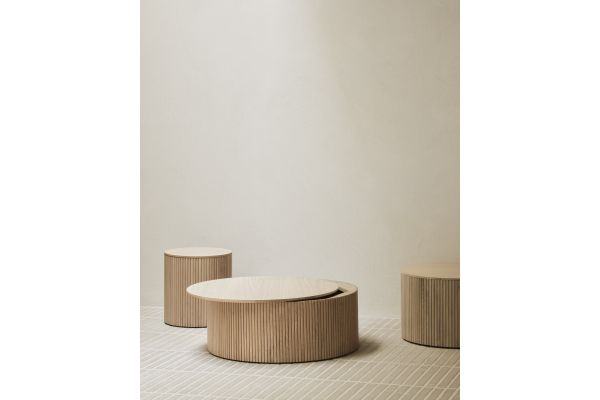ROLLER MAX COFFEE TABLE - OAK - ROUND - REMOVABLE COVER 80 X 80 X 32 50046