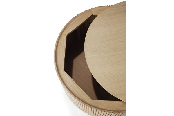 ROLLER MAX COFFEE TABLE - OAK - ROUND - REMOVABLE COVER 80 X 80 X 32 50046