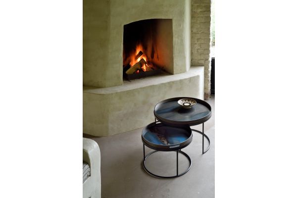  ETHNICRAFT TRAY ROUND COFFEE TABLE SET 62x62x31