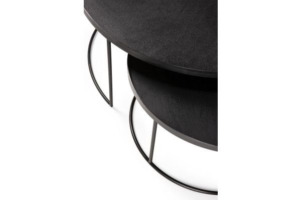  ETHNICRAFT TRAY ROUND COFFEE TABLE SET D93xH38