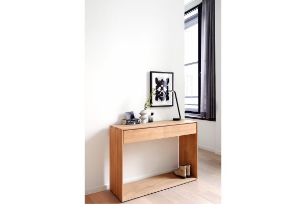ETHNICRAFT OAK NORDIC CONSOLE 2 DRAWERS 160x40x85