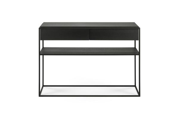 ETHNICRAFT BLACK OAK MONOLIT CONSOLE - 2 DRAWERS