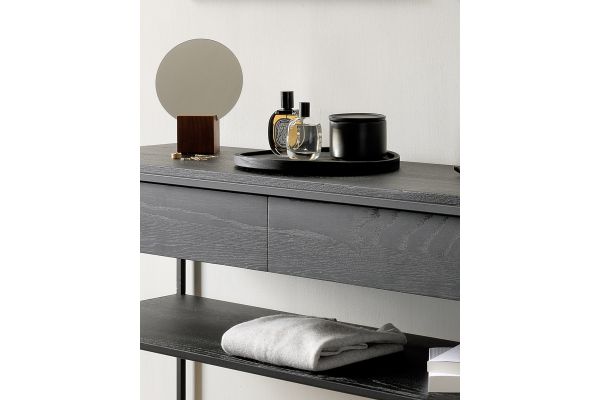 ETHNICRAFT BLACK OAK MONOLIT CONSOLE - 2 DRAWERS
