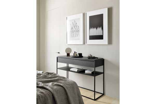 ETHNICRAFT BLACK OAK MONOLIT CONSOLE - 2 DRAWERS