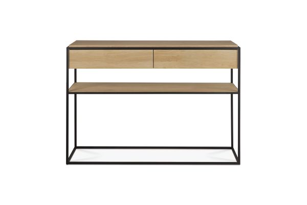 ETHNICRAFT OAK MONOLIT CONSOLE 2 DRAWERS 122x40x85