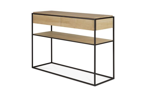 ETHNICRAFT OAK MONOLIT CONSOLE 2 DRAWERS 122x40x85