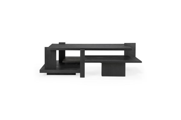 ETHNICRAFT TEAK ABSTRACT BLACK COFFEE TABLE 140