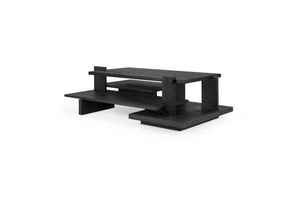 ETHNICRAFT TEAK ABSTRACT BLACK COFFEE TABLE 140