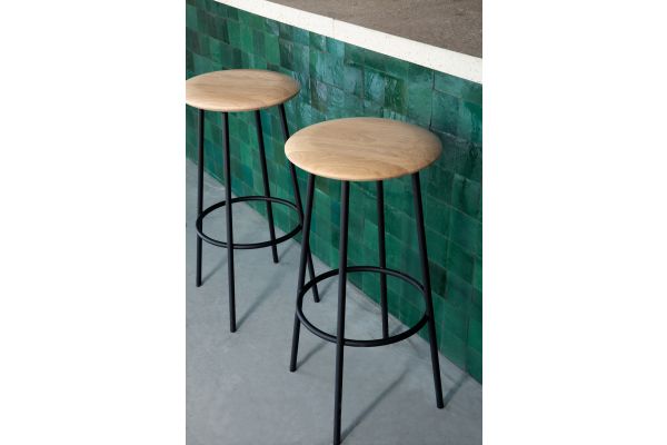 ETHNICRAFT OAK BARETTO BAR STOOL 46x46x76