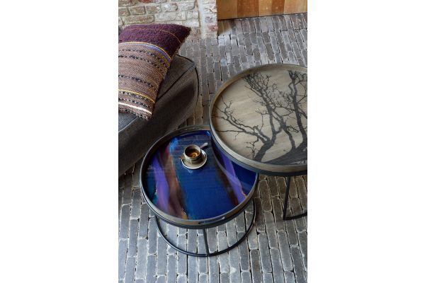 ETHNICRAFT ORGANIC TRAY - GLASS - INDIGO - 48x48x4